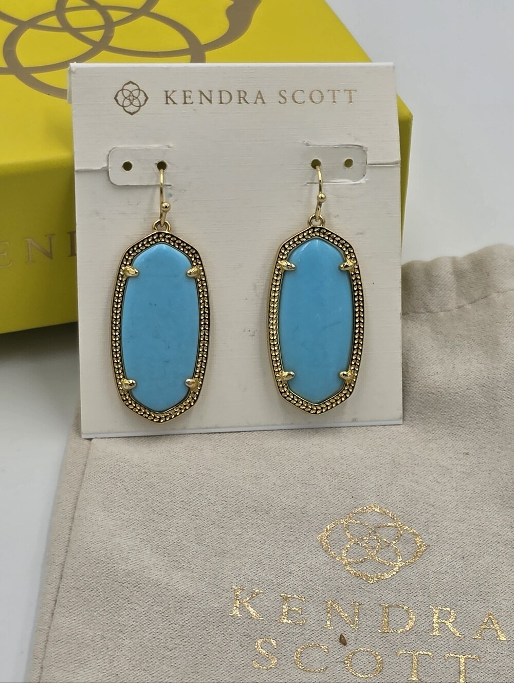 Kendra Scott Bright Turquoise Gold Elle-Style Drop Earrings